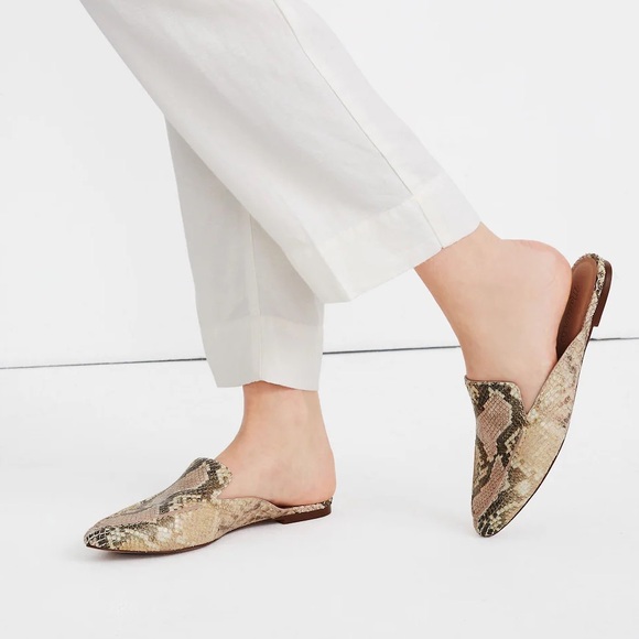 MADEWELL | The Frances Skimmer Mule in Snake Embossed Leather Slide Sandal Shoe - Picture 2 of 16